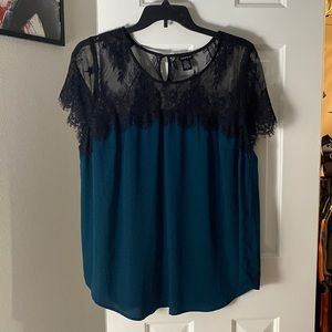 ☀️ 2 FOR $30 ☀️ Lace-Shoulder Dark Teal torrid Blouse - 2X